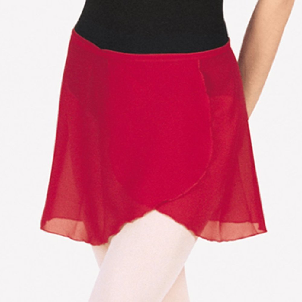 Red Mirella wrap-style skirt, one-size-fits all